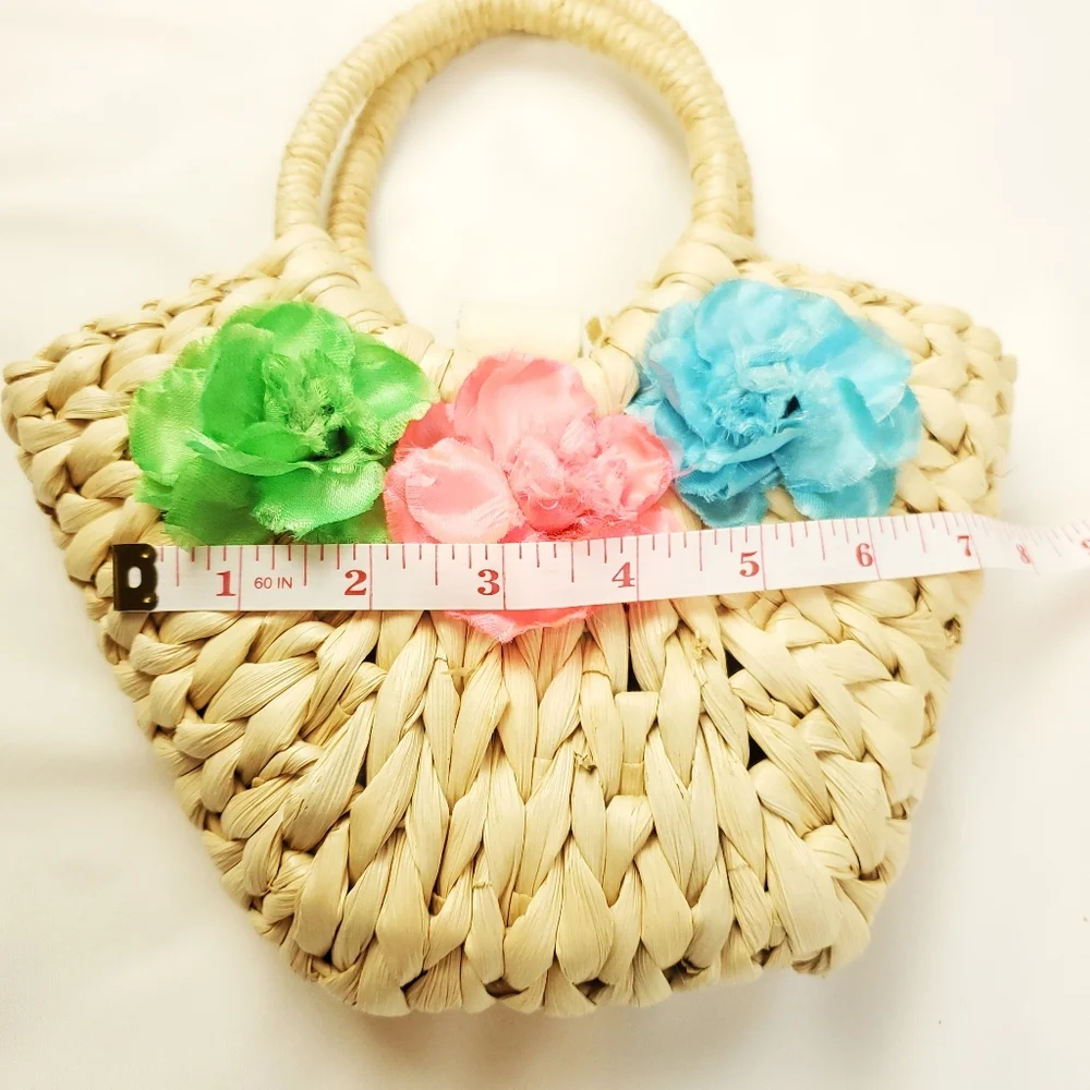 Toby NYC Children's Floral Wicker Bag
